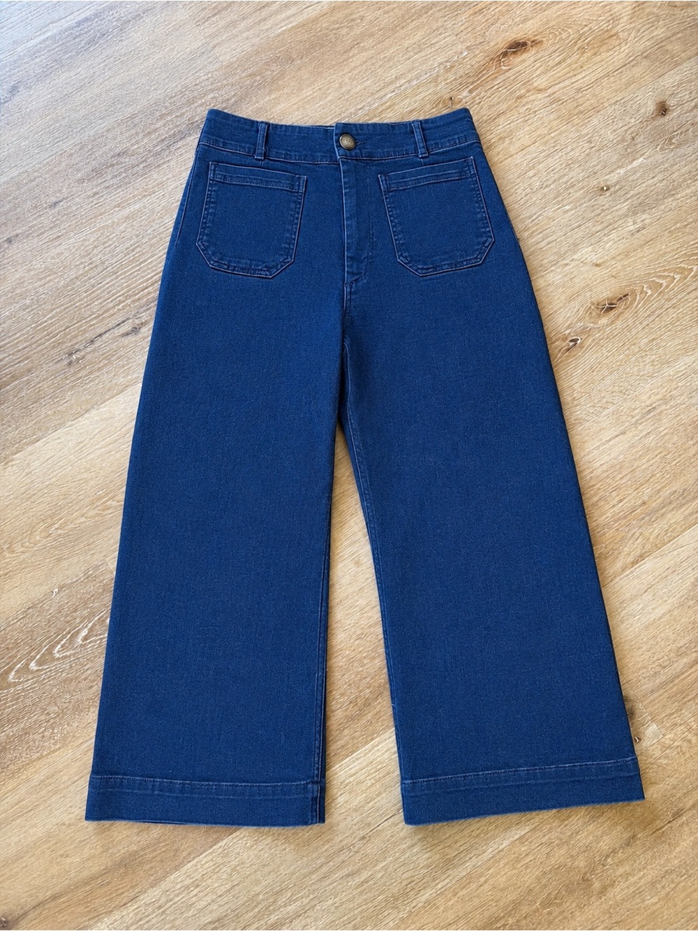 Maeve Wide-Leg High-Rise Jeans in Deep Blue